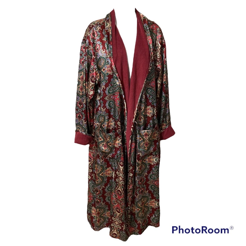 VTG Victoria’s Secret Paisley Print Red Long Robe Sleepwear Valentine’s Large